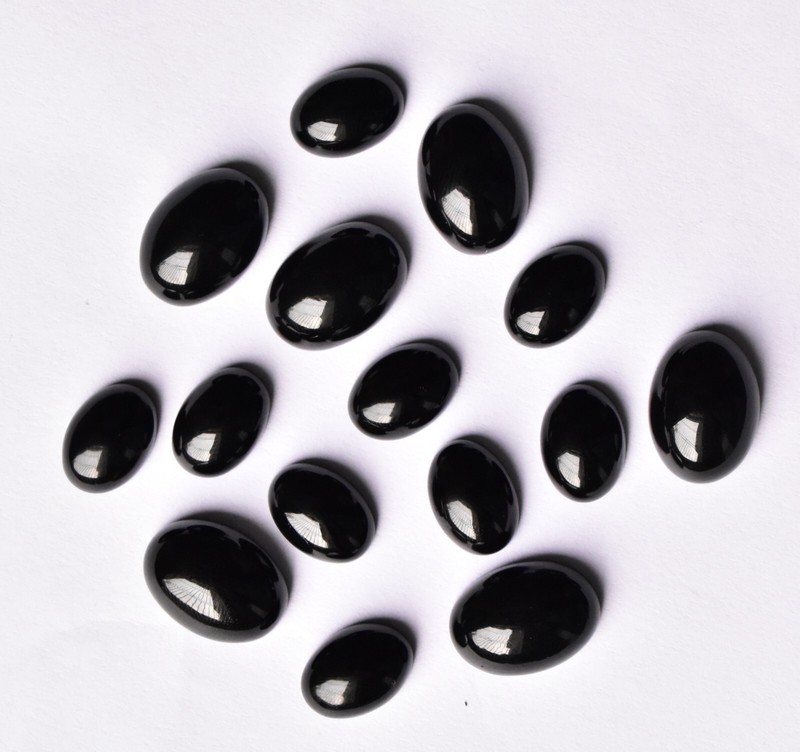 Natural Black Agate Cabochon Loose Gemstone 5X3 mm To 15X12 mm Black Onyx Gems