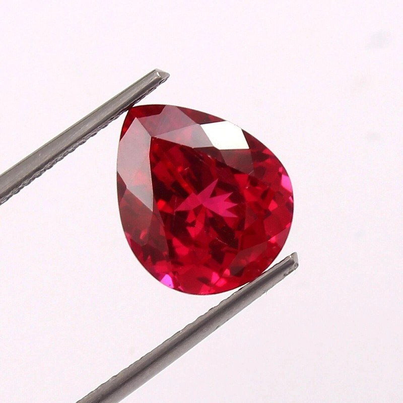 A+ Natural Flawless Red Mozambique 10×8 MM Ruby Pear Cut Loose MR Gemstone T03 A