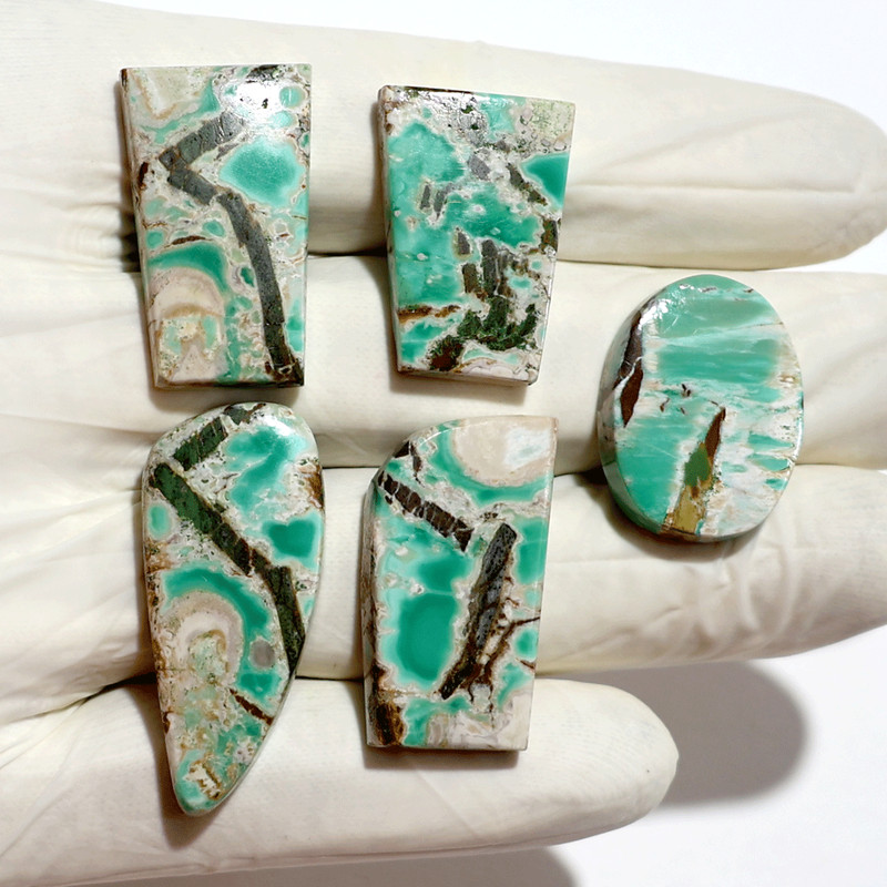 Earth's Script~ 5 PC Australian Variscite AAA Quality 23-37mm Cabochon Gemstones gallery