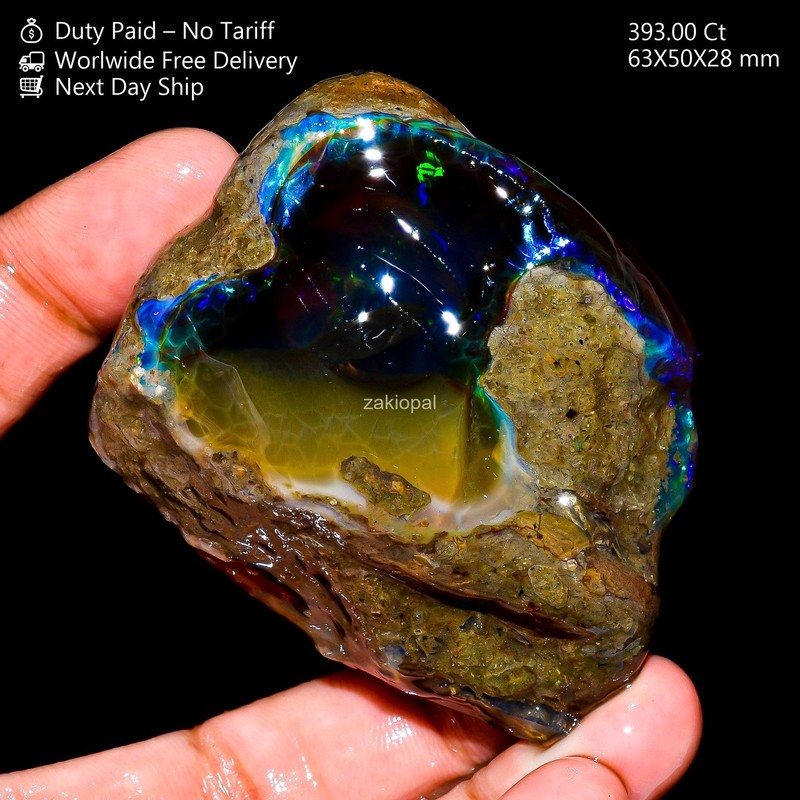 393.00 Cts Ethiopian Multi Fire Oil Opal Making Rough Natural 63X50X28 mm