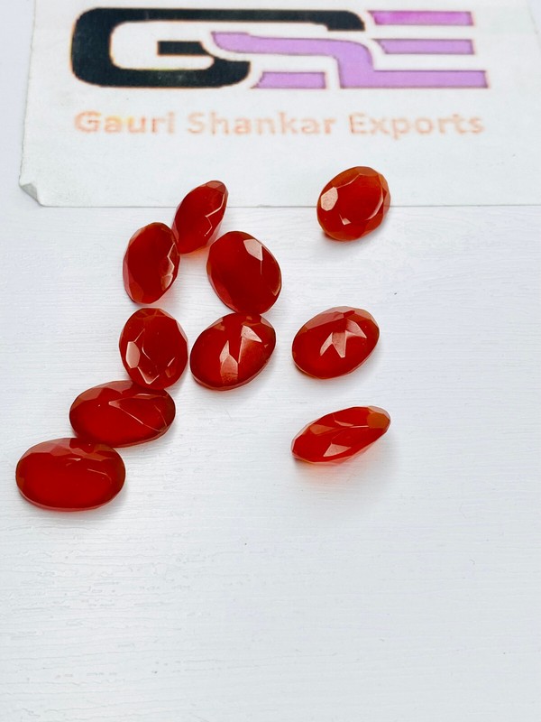Red Onyx Faceted Oval Cut Loose Gemstone 6x4 mm To 16x12 mm Calibrated Size DG gallery