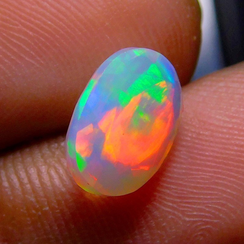 Faceted Top AAA Quality Ethiopian Opal Loose Gemstone 10x7mm 1.55ct