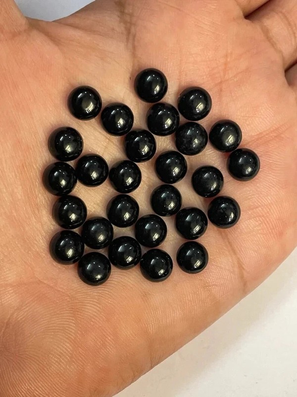 AAA+ Natural Black Onyx Cabochon Round Shape Loose Gemstone