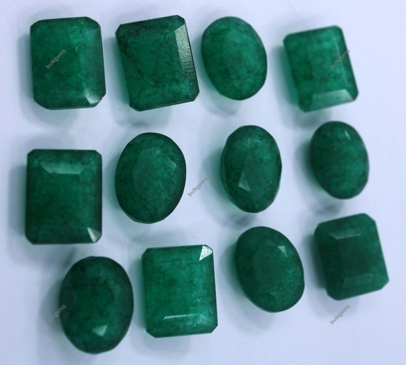 Natural 110 Ct Lot Certified Colombian Green Emerald Oval Mix Cut Loose Gemstone gallery