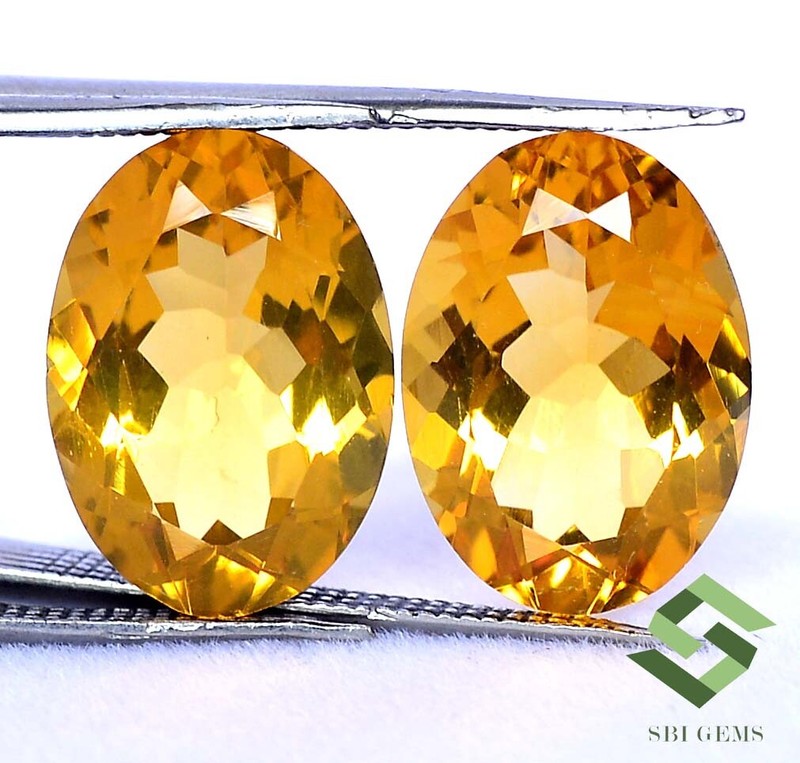 Certified Natural Citrine Oval Cut Pair 14×10 mm 11.54 CTS Untreated Loose Gems