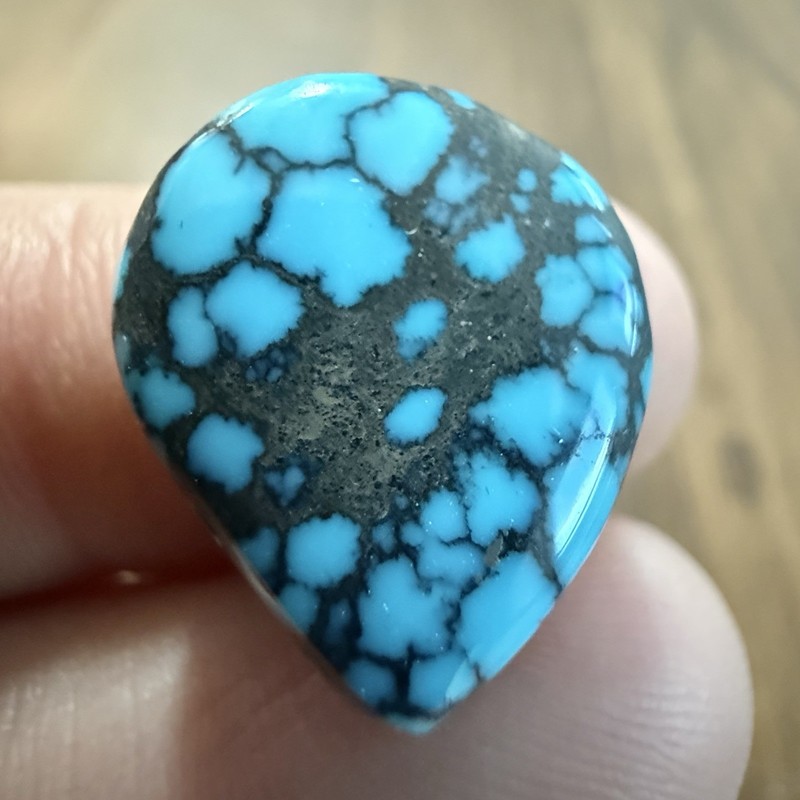High Grade Natural Hubei Chinese Spiderweb Unbacked Turquoise Cabochon