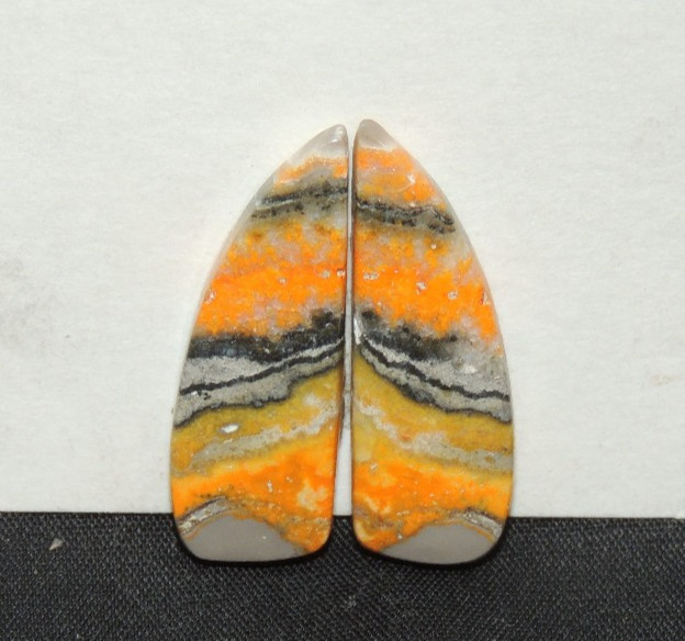 Bumblebee Jasper Cabochons 22x10mm with 4mm dome set of 2 (t4)