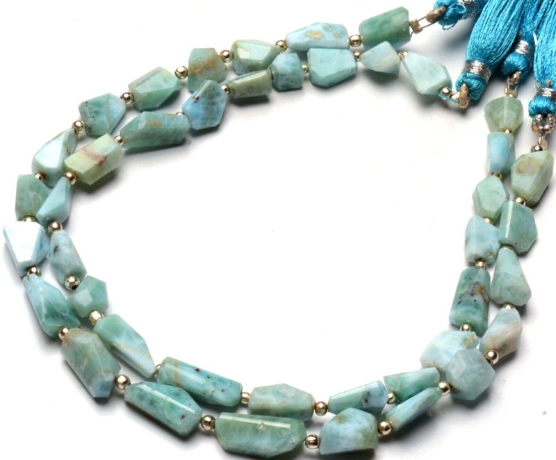 Natural Larimar Gem 9 to 12 mm Size Jewlery Making Nugget Beads 9″ Strand