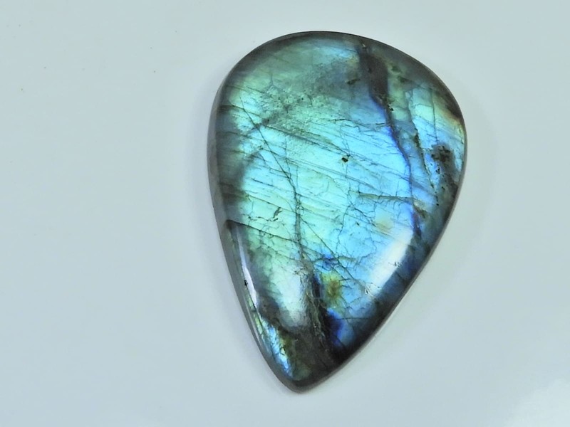 97Cts.Natural Labradorite Multi Fire Pear Cabochon Loose Gemstone 33X48X7MM gallery