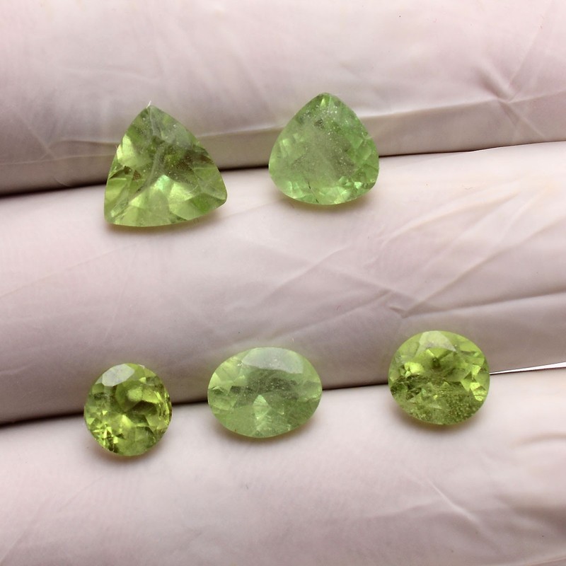 Set Of 5 Pcs Natural Peridot Untreated 7mm-9mm Faceted Cut Loose Gemstones Lot