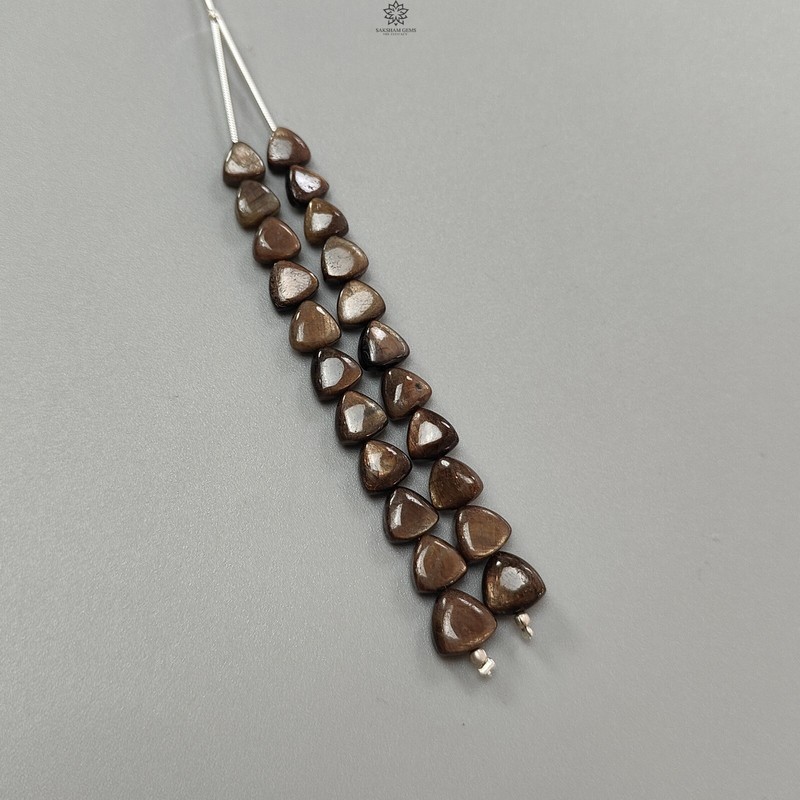 65.70cts Natural Chocolate Sapphire Gemstone Trillion Smooth Loose Beads 7mm-9mm
