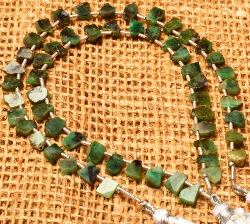 Natural Emerald Unshaped Slice Cut Beads 5 to 6 mm Size 9″ Strand