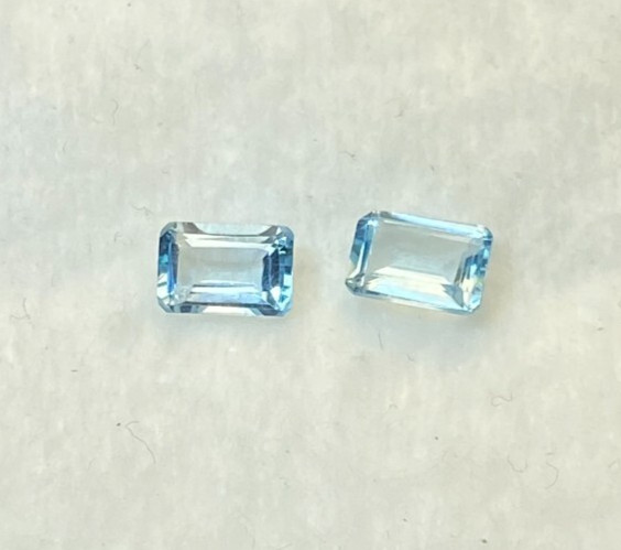 1.50 CTS, 2 PCS, EMERALD CUT, BLUE TOPAZ, PERFECT PAIR FROM BRAZIL, 6 X 4 MM