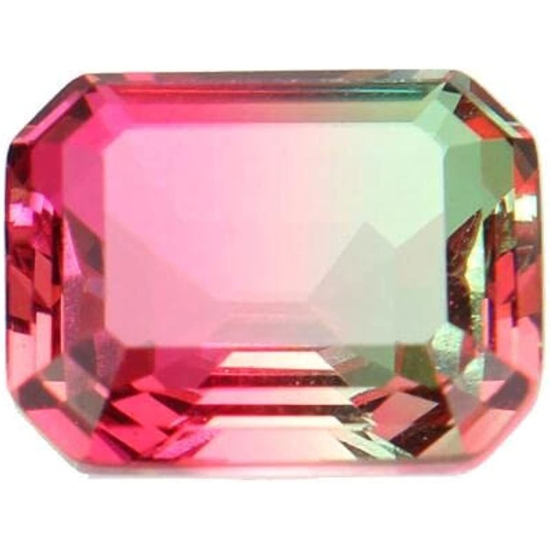 2.85ct10x8mm BI-COLOR Beautiful Watermelon Tourmaline Emerald Cut Loose Gemstone gallery