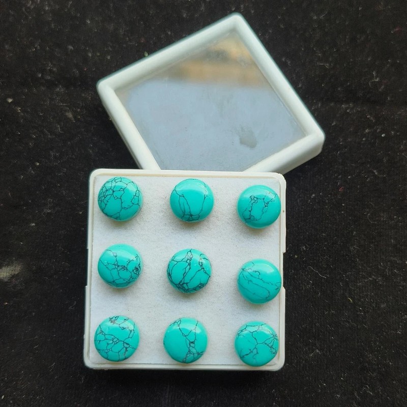 AAA+ Synthetic Top Quality Blue Turquoise Cabochon Round Shape Loose Gemstone gallery
