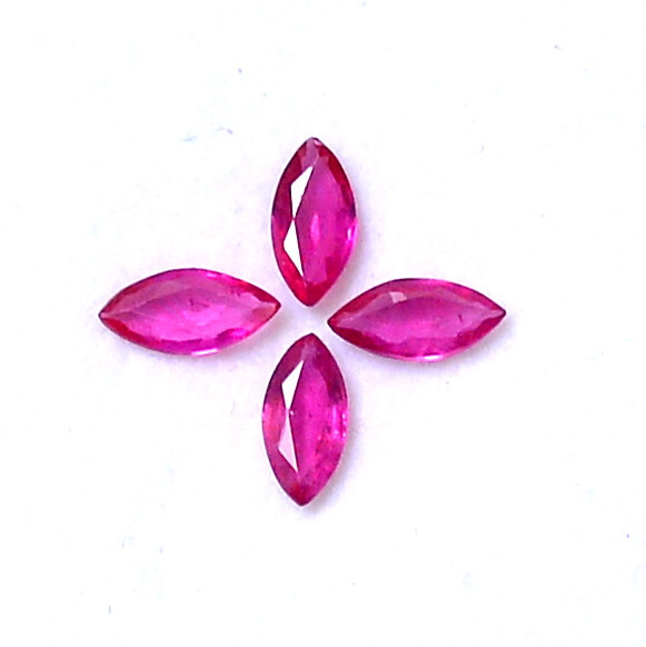 4.75×2.25 mm Natural Ruby Marquise Cut Lot 04 Pieces 0.47 CTS Loose Gemstones