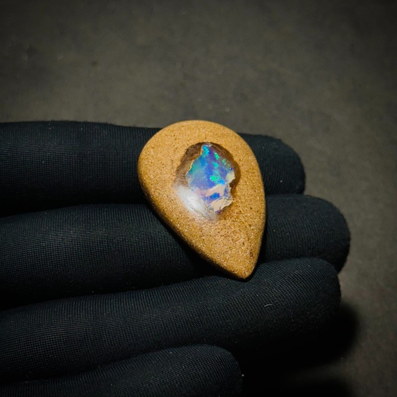 26Ct A++ Grade Australian Boulder Opal, Ironstone Matrix Flash, Loose Opal 40x26 gallery