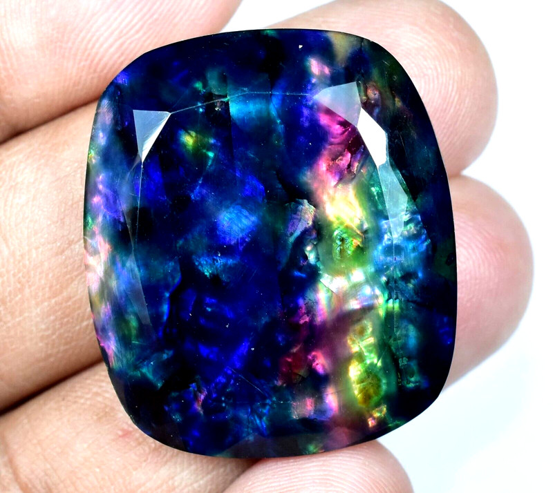 Rare 44.60 Ct Natural Ammolite Loose Gemstone Opal-Like Organic Doublet Gemstone