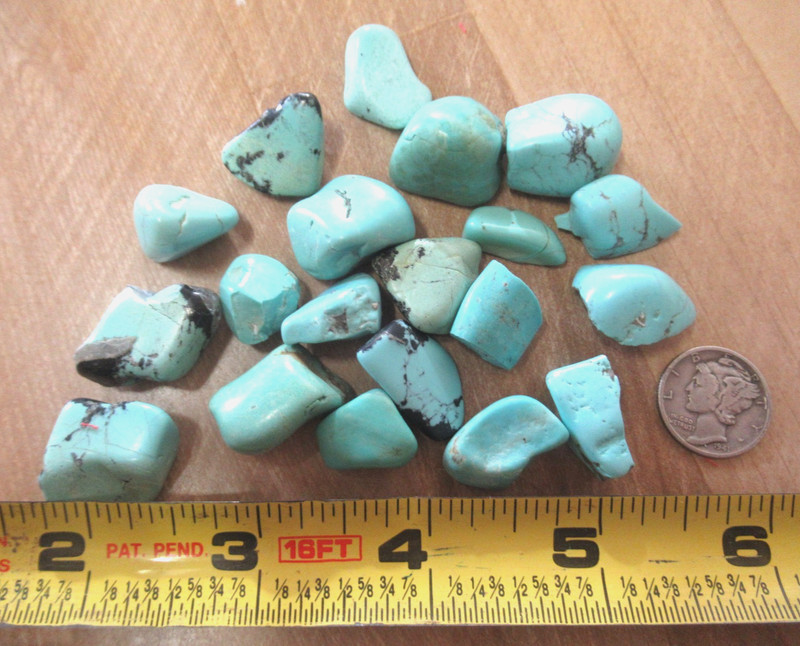 KINGMAN TURQUOISE 51g TUMBLED MEDIUM STONES 14mm X 13mm TO 24mm X 14mm #861