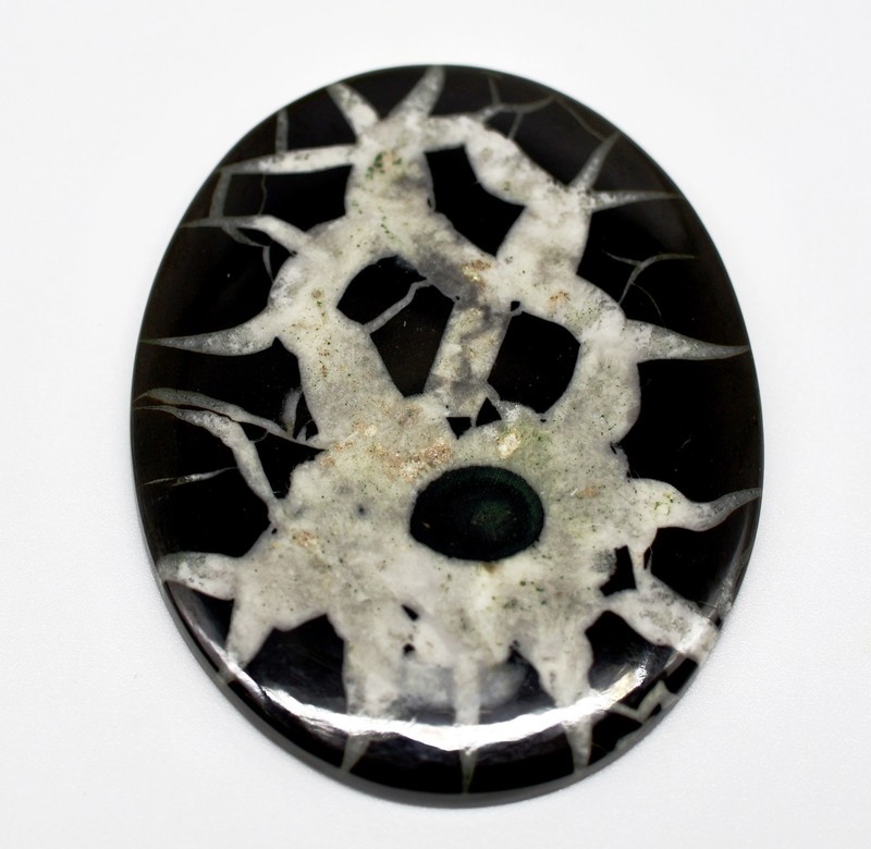 153 Ct 5X45X70 mm Natural Black Septarian Nodule Oval Cabochon Gemstone KV-74