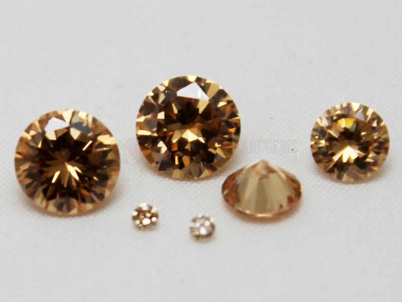 Champagne CZ Round 2mm 3mm 4mm 5mm 6mm 8 10 mm Loose AAA Cubic Zirconia Gemstone