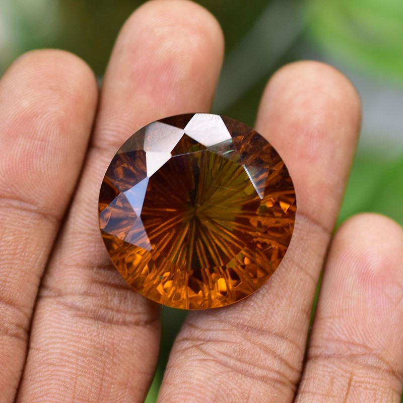 27x27MM Natural Orange Topaz Round Cut Flawless Gemstone Certified Gift For Her