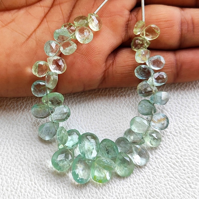 Brazil Aquamarine Faceted Pear Beads 8x6mm to 13x9mm Gemstone 6" Strand gallery