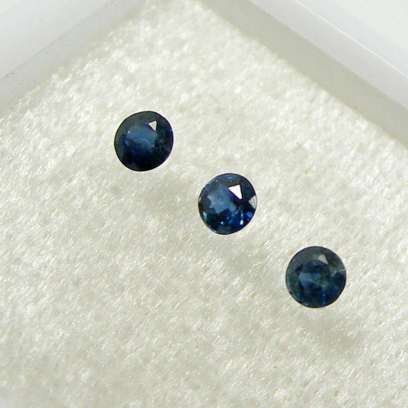 0.80ct Round 3.50mm Deep Blue Natural Australian Sapphire Gemstone Qty 3 pieces gallery