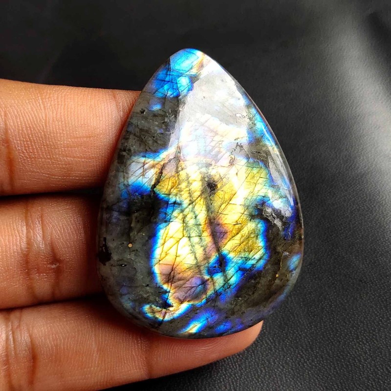 Natural Multi Blue Flash Labradorite Cabochon Pear Shape Gemstone 94 Cts LD-129