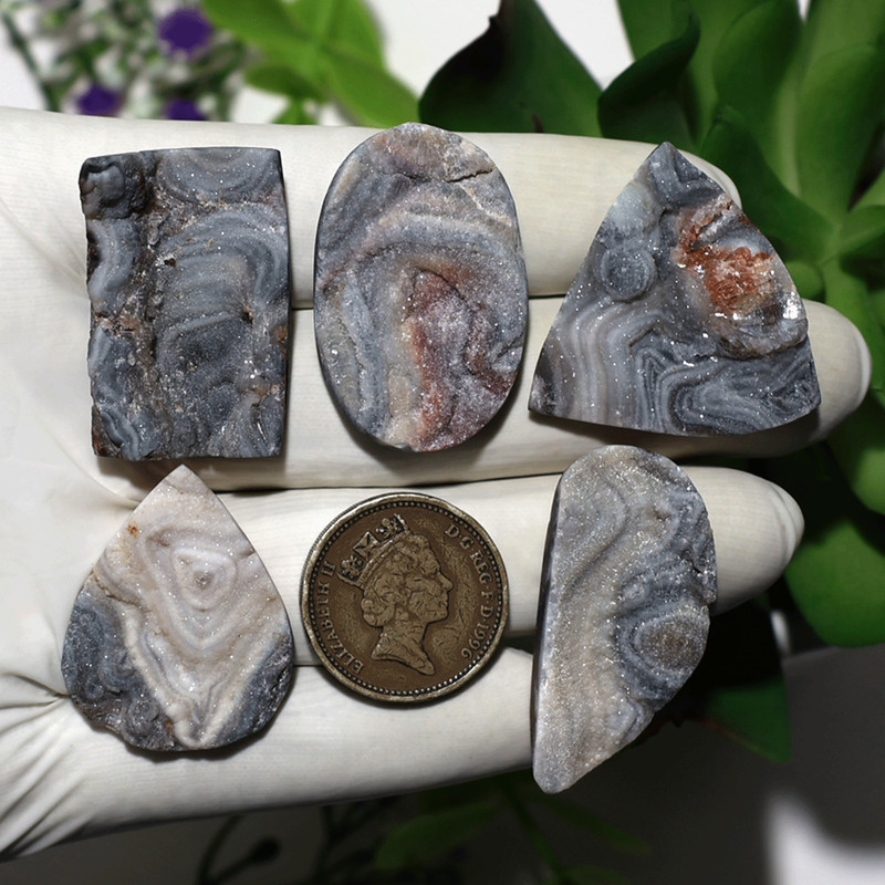 Sand Storm~ 5 PC Natural Desert Drusy Agate 30-38mm Hi-Grade Cabochon Gemstones
