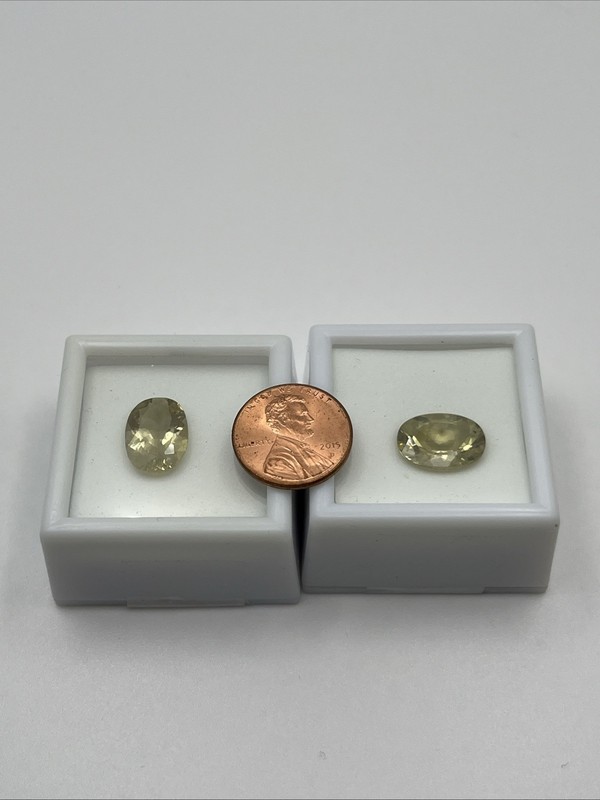 Two Irradiated Lemon Quartz 4.6 Carat 14 X 10 Faceted Oval Stones gallery
