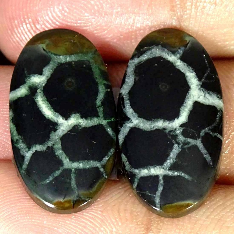 21.70Cts Natural Septarian Oval Matching Pair For Earrings loose Gemstone