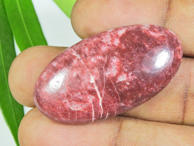 21X41X06 MM Natural Affrican Thulite Oval Cabochon Pendent Making Gemstone