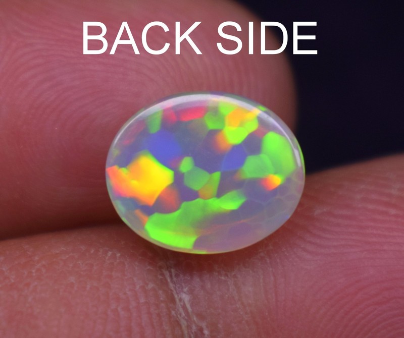 Dotted Fire Ethiopian Opal Cabochon: Multi Fire oval Shape Gemstone, 2 CT gallery