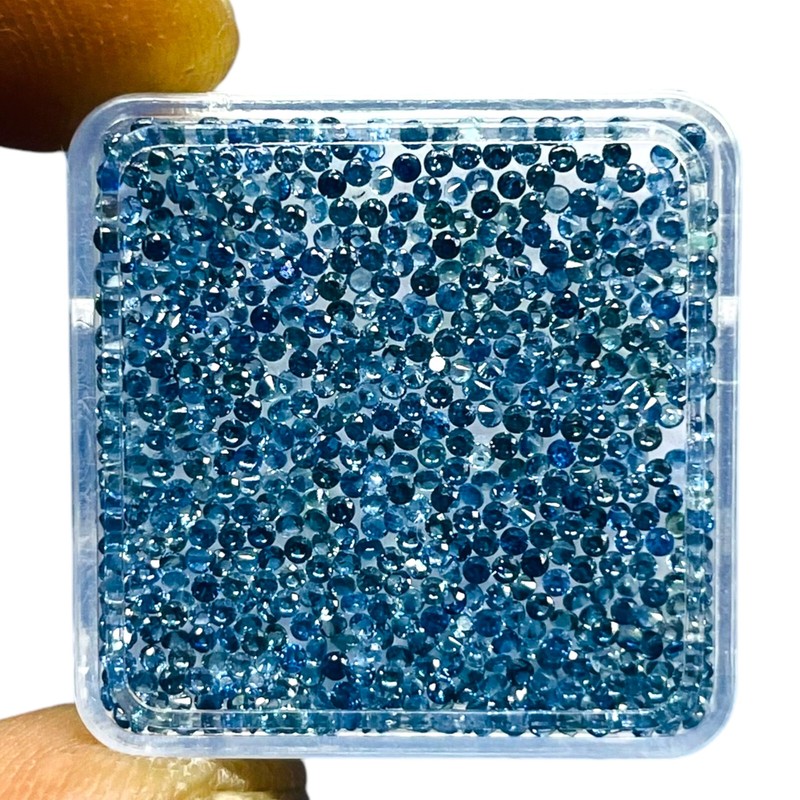 100 Pcs Natural Ceylon Blue Sapphire 1.2mm Round Diamond Cut Loose Gemstones Lot