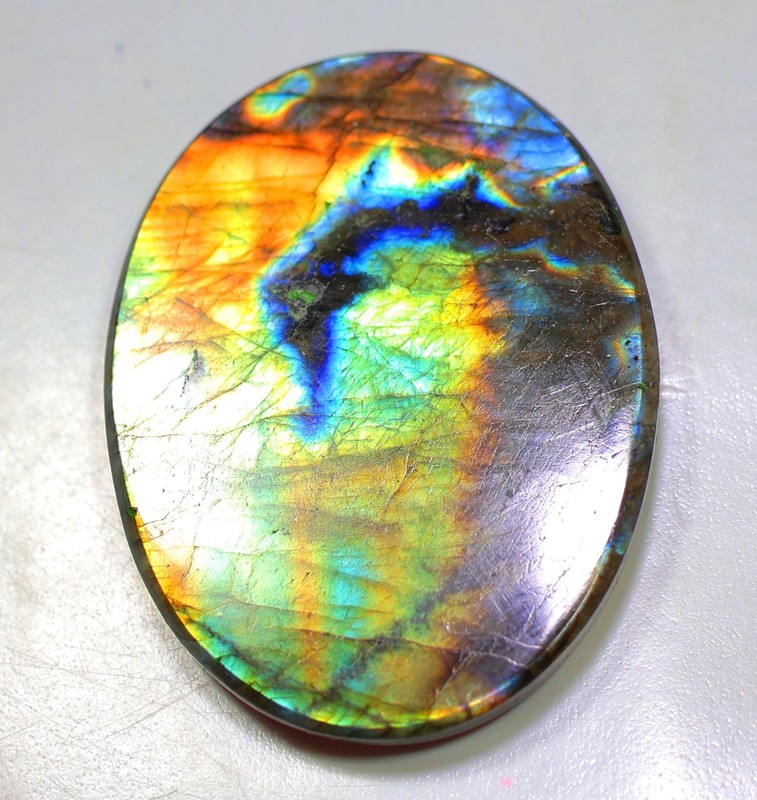 104 Ct 7X34X50 mm Natural Multi Fire Labradorite Oval Cabochon Gemstone RO-69 gallery