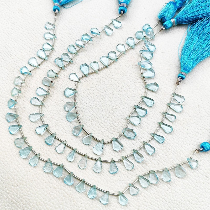 Natural Blue Topaz Gemstone 8 to 9 mm Size Faceted Beads 8.5 Inch Strand gallery