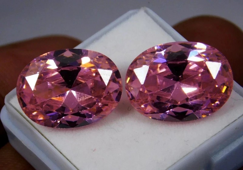 120 Ct Natural Cambodian Pink Zircon Pair Oval Cut Loose AGL Certified Gemstone gallery