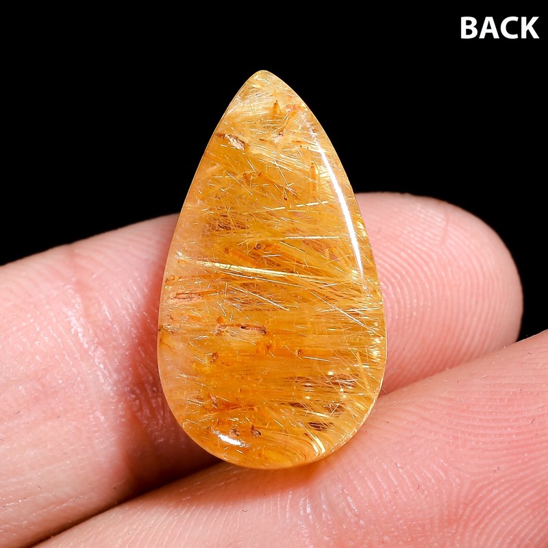 Gold Rutilated Quartz Cabochon Top Grade Gemstone (14 Ct 12x22x6 mm) gallery