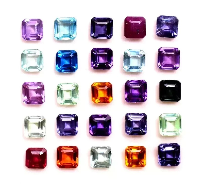 Natural 80 Ct Mix Color Sapphire Asscher Cut 7-8 Pcs Ceylon Loose Gemstone Lot gallery