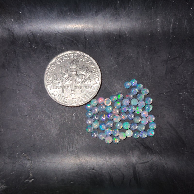 Natural Ethiopian Opal 2mm Flat Back Round Cabochon Loose Gemstone(s)