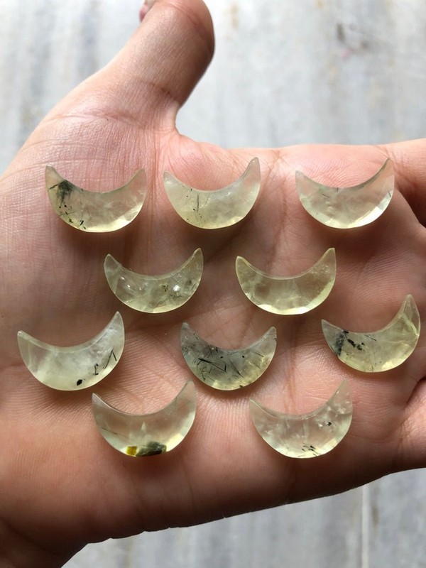 Natural Prehanite Moonshape 10mm to 20mm Loose Gemstone gallery