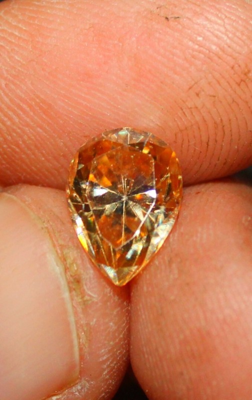 Moissanite Gemstone, Golden Moissanite, Pear Faceted Cut sparkling stone 3.00 Ct