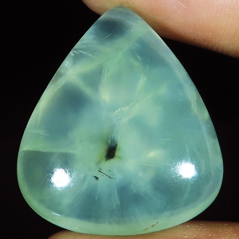 (24 X 28 X 09 MM) 52.25 Carat. NATURAL PREHNITE PEAR CABOCHON LOOSE GEMSTONE