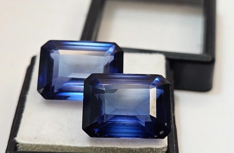 Pair of Tanzanite Emerald Cut 27-28 Ct Blue Making Earring Loose GEMSTONE gallery