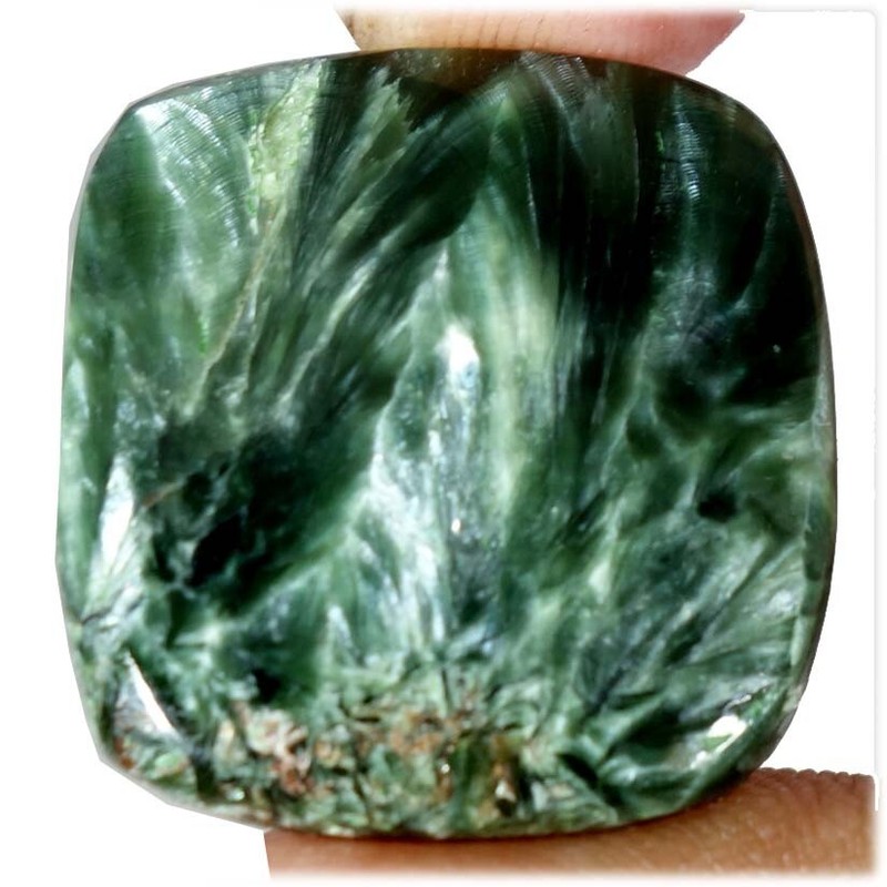 24.85 Cts Natural Cushion Cabochon Green Seraphinite Chakra Healing Pendant Gems