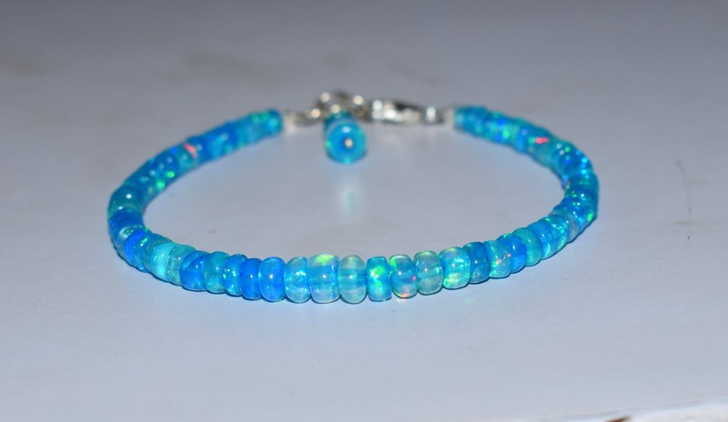 Natural Ethiopian Welo Fire Opal Gemstone Fire Beads 7.5″Bracelet AF0308