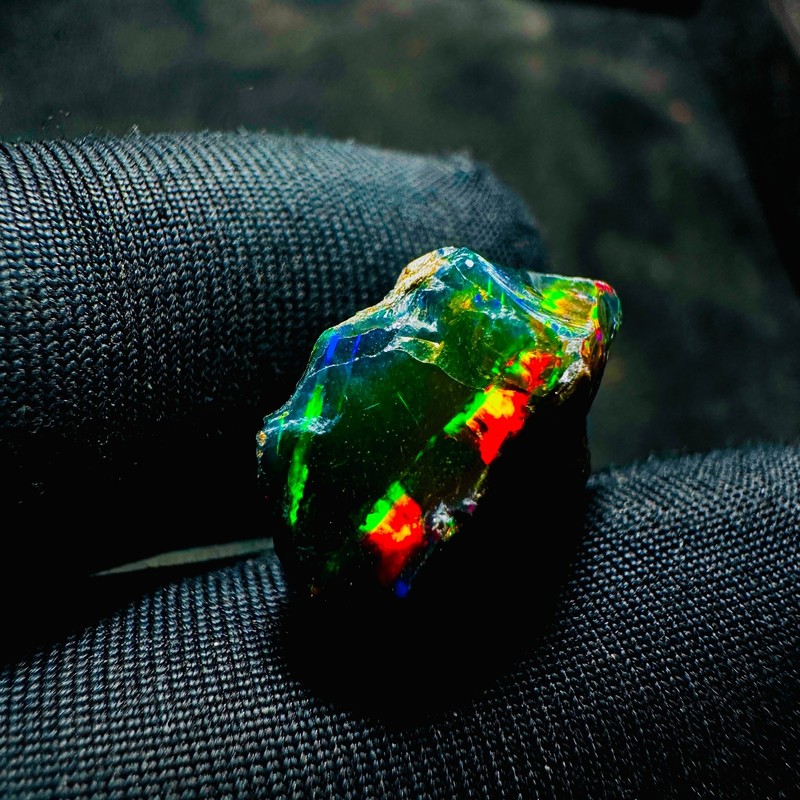 Ethiopian Black Opal Rough Rainbow Fire Raw Gemstone For Jewelry Making 7 CT gallery