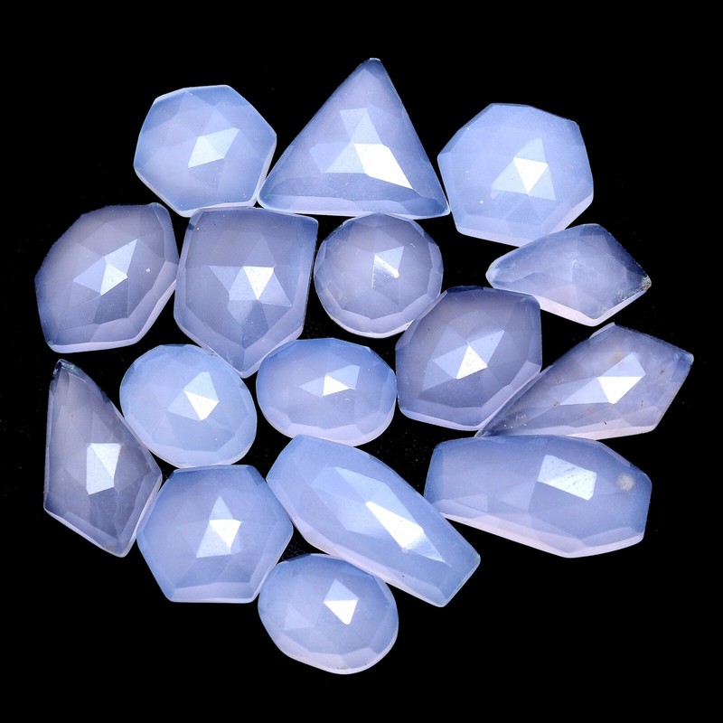 Natural Blue Chalcedony Rose Cut Top Quality Untreated Gemstones Lot ~ 11mm-20mm gallery