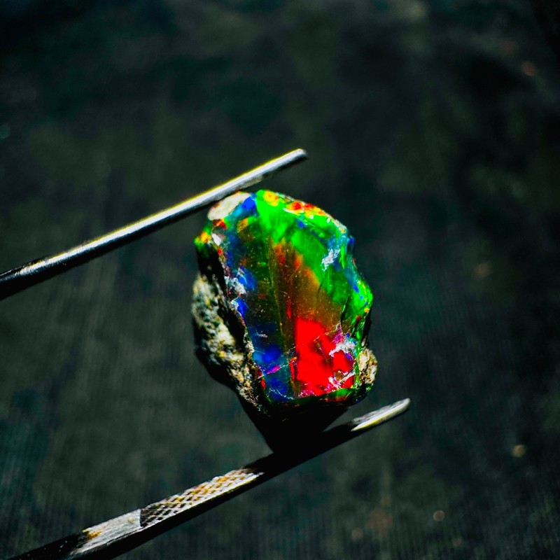 Ethiopian Black Opal Rough Rainbow Fire Raw Gemstone For Jewelry Making 7 CT